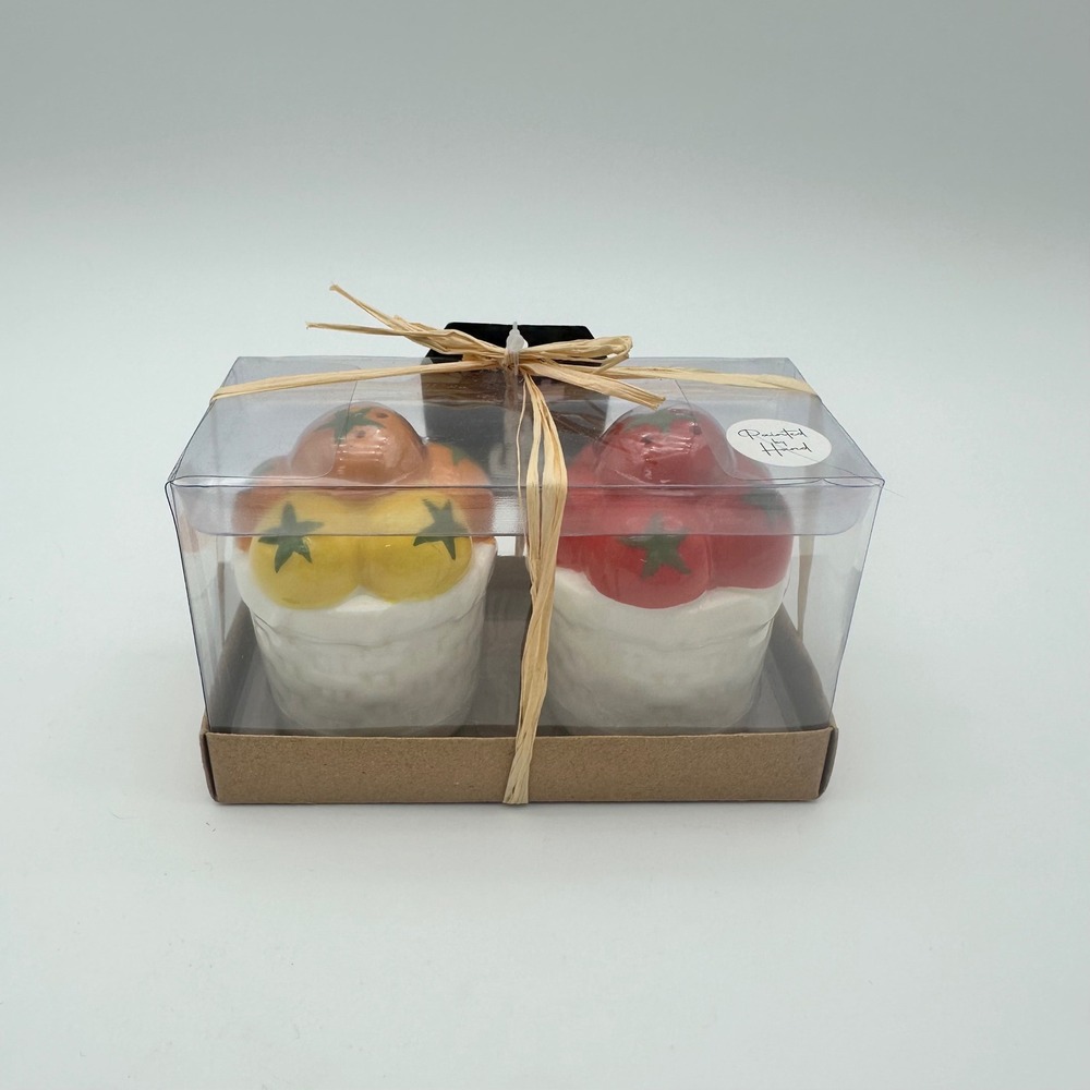 Ceramic Tomato Salt and Pepper Shaker Set - Red & Yellow
